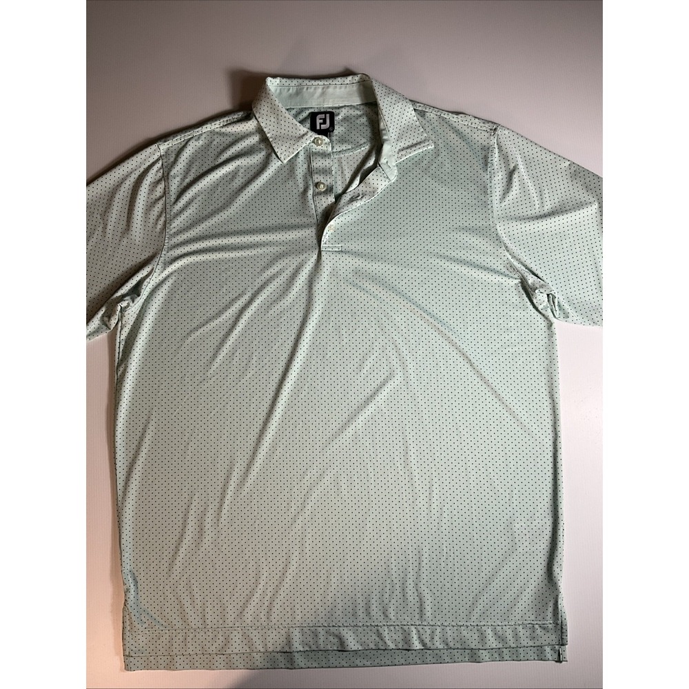FootJoy Polo Shirt  Xl  Men's Mint Green Black Polka Dot Short Sleeve Golf Top